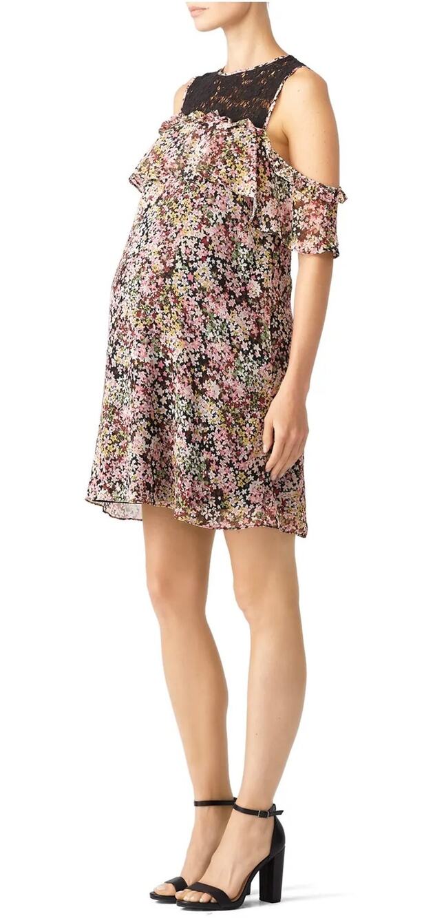 Slate & Willow Lace Yoke Maternity Shift Dress S df1